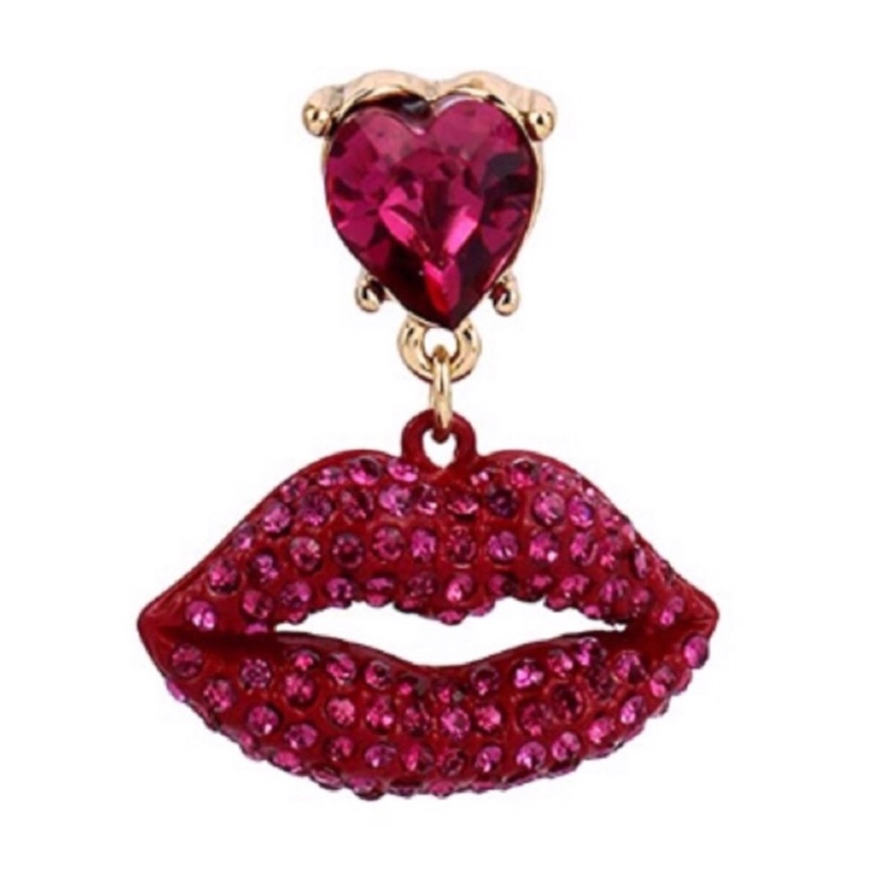 Betsey Johnson Lips & Cheers Mismatch Earrings - Picture 3 of 14